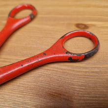 Load image into Gallery viewer, Antique Pruning Scissors Shears Kutrite Sheffield England Red painted handles gardening tool