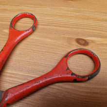 Load image into Gallery viewer, Antique Pruning Scissors Shears Kutrite Sheffield England Red painted handles gardening tool