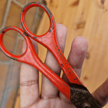 Load image into Gallery viewer, Antique Pruning Scissors Shears Kutrite Sheffield England Red painted handles gardening tool