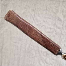 Load image into Gallery viewer, Antique steel meat fork with wooden handle and steel cuff