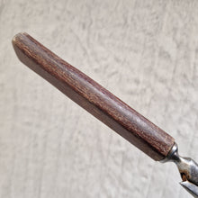 Load image into Gallery viewer, Antique steel meat fork with wooden handle and steel cuff