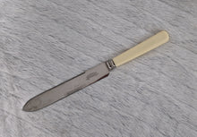 Load image into Gallery viewer, A fine Vintage Bread or Cake knife with cream colour resin handle ~ For Wedding Cake, Christmas Cake, Celebration Cake Slice, Firth Stainless Steel Made In Sheffield England, 25.5cm long