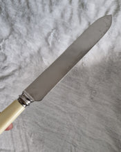 Load image into Gallery viewer, A fine Vintage Bread or Cake knife with cream colour resin handle ~ For Wedding Cake, Christmas Cake, Celebration Cake Slice, Firth Stainless Steel Made In Sheffield England, 25.5cm long