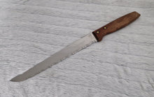 Load image into Gallery viewer, Vintage Kitchen Serrated Bread Knife Richardson Sheffield Laser Patent Stainless Steel Wood Handle