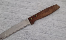Load image into Gallery viewer, Vintage Kitchen Serrated Bread Knife Richardson Sheffield Laser Patent Stainless Steel Wood Handle