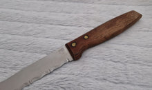 Load image into Gallery viewer, Vintage Kitchen Serrated Bread Knife Richardson Sheffield Laser Patent Stainless Steel Wood Handle