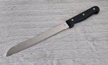 Load image into Gallery viewer, Vintage Black Plastic Handle Stainless Steel Serrated Bread Knife - Circa 1990's , 32cm Long