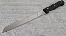 Load image into Gallery viewer, Vintage Black Plastic Handle Stainless Steel Serrated Bread Knife - Circa 1990's , 32cm Long