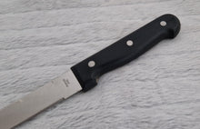 Load image into Gallery viewer, Vintage Black Plastic Handle Stainless Steel Serrated Bread Knife - Circa 1990's , 32cm Long