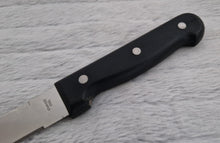 Load image into Gallery viewer, Vintage Black Plastic Handle Stainless Steel Serrated Bread Knife - Circa 1990's , 32cm Long