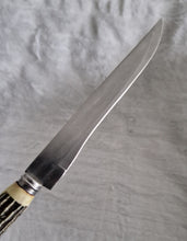 Load image into Gallery viewer, Vintage Ross Stainless Steel Foreign Knife HOLLOW GROUND Bakelite Faux Horn Handle, 24cm long