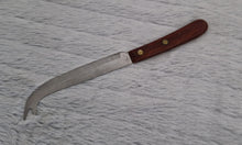 Load image into Gallery viewer, A vintage Prestige brand cheese knife. Hollow Ground, Vanadium Stainless Steel with a riveted wooden handle, Made In England, 19.5cm long