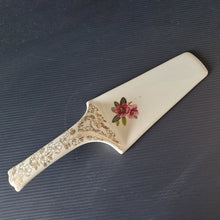 Load image into Gallery viewer, Vintage cake pastry server porcelain gilded floral Made in England elegant 1950s baking farmhouse country kitchen special occasion celebrate