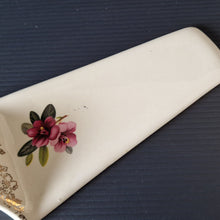 Load image into Gallery viewer, Vintage cake pastry server porcelain gilded floral Made in England elegant 1950s baking farmhouse country kitchen special occasion celebrate