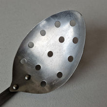 Load image into Gallery viewer, Vintage Stainless Steel Strainer Spoon Utensil, Wooden Handle, Retro Kitchenalia, 25.5cm Long