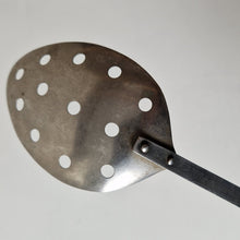 Load image into Gallery viewer, Vintage Stainless Steel Strainer Spoon Utensil, Wooden Handle, Retro Kitchenalia, 25.5cm Long