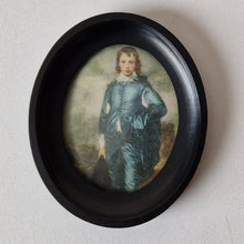 Load image into Gallery viewer, Vintage Victorian The Blue Boy Thomas Gainsborough 1727-1788 Oval Print Of Painting In Black Wooden FrameFramed Wall Hang 14cm x 11.5cm