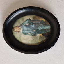 Load image into Gallery viewer, Vintage Victorian The Blue Boy Thomas Gainsborough 1727-1788 Oval Print Of Painting In Black Wooden FrameFramed Wall Hang 14cm x 11.5cm