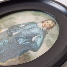 Load image into Gallery viewer, Vintage Victorian The Blue Boy Thomas Gainsborough 1727-1788 Oval Print Of Painting In Black Wooden FrameFramed Wall Hang 14cm x 11.5cm