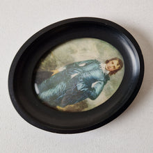 Load image into Gallery viewer, Vintage Victorian The Blue Boy Thomas Gainsborough 1727-1788 Oval Print Of Painting In Black Wooden FrameFramed Wall Hang 14cm x 11.5cm