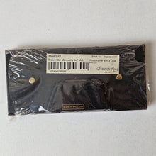 Load image into Gallery viewer, Vintage Addison Ross London MH63M7 Brown Star Marquetry 3x7 triple image photo frame, wooden photo frame, long photo frame, made in England, desk photo frame, 3 image frame, Oval Mount
