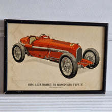 Load image into Gallery viewer, Genuine Vintage Print of 1934 Alfa Romeo racing car in a Black Picture Frame automobilia collectibles