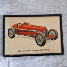 Load image into Gallery viewer, Genuine Vintage Print of 1934 Alfa Romeo racing car in a Black Picture Frame automobilia collectibles