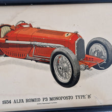 Load image into Gallery viewer, Genuine Vintage Print of 1934 Alfa Romeo racing car in a Black Picture Frame automobilia collectibles