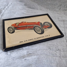 Load image into Gallery viewer, Genuine Vintage Print of 1934 Alfa Romeo racing car in a Black Picture Frame automobilia collectibles