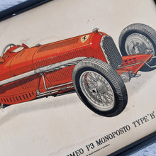 Load image into Gallery viewer, Genuine Vintage Print of 1934 Alfa Romeo racing car in a Black Picture Frame automobilia collectibles