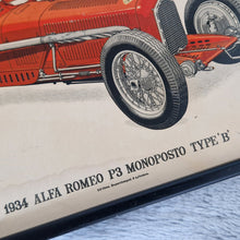 Load image into Gallery viewer, Genuine Vintage Print of 1934 Alfa Romeo racing car in a Black Picture Frame automobilia collectibles