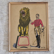 Load image into Gallery viewer, Picture Frame Wall Hanging Circus Performer with a Lion – Framed Genuine Vintage Book Plate (1935)