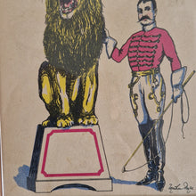 Load image into Gallery viewer, Picture Frame Wall Hanging Circus Performer with a Lion – Framed Genuine Vintage Book Plate (1935)