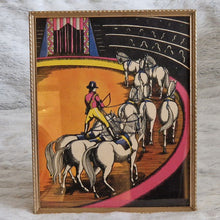Load image into Gallery viewer, Circus Jockey Equestrian Performer with Horses – Framed Genuine Vintage Book Plate (1935)