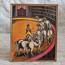 Load image into Gallery viewer, Circus Jockey Equestrian Performer with Horses – Framed Genuine Vintage Book Plate (1935)