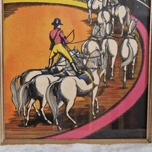 Load image into Gallery viewer, Circus Jockey Equestrian Performer with Horses – Framed Genuine Vintage Book Plate (1935)