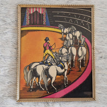 Load image into Gallery viewer, Circus Jockey Equestrian Performer with Horses – Framed Genuine Vintage Book Plate (1935)