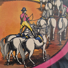 Load image into Gallery viewer, Circus Jockey Equestrian Performer with Horses – Framed Genuine Vintage Book Plate (1935)