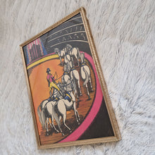 Load image into Gallery viewer, Circus Jockey Equestrian Performer with Horses – Framed Genuine Vintage Book Plate (1935)