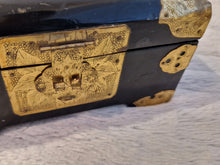 Load image into Gallery viewer, Chinese Lacquer jewellery box with Mother of Pearl Inlay & Brass embellishments 1950s