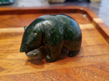 Load image into Gallery viewer, Canadian Nephrite Jade Carving, Bear with Rhodonite Fish