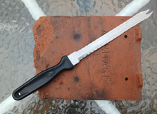 Load image into Gallery viewer, Vintage Richardson Sheffield Kitchen Devil Carving Knife 31.5cm Serrated Meat Knife UK