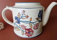 Load image into Gallery viewer, Vintage Retro 1980 Boots Camargue 2 Pint Ceramic Tea Pot , Floral Foliage Transfer Pattern Eng