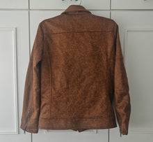 Load image into Gallery viewer, Delpino Men’s Brown Faux Leather Biker Jacket – Size S – Made in Turkey