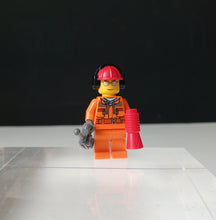 Load image into Gallery viewer, LEGO City Construction Worker Minifigure Orange Uniform Helmet Accessories