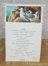 Load image into Gallery viewer, Vintage Hotel B.I Breakfast Menu Card From Uganda, Kittiwakes Bird Theme, Dated Monday 24th May 1971