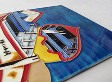 Load image into Gallery viewer, Vintage Elgate Ceramic Wall Plaque – Nautical Fishing Boat Scene – 35.5cm x 28cm