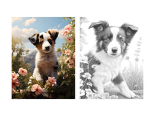 Load image into Gallery viewer, 20 Cute Young Dogs Coloring Book – For Adults and Kids | Grayscale Coloring Pages | Instant Download | Printable PDF