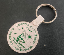 Load image into Gallery viewer, Vintage Camping Keychain Le P’tit Bois St Jouan des Guérets Plastic French Camp