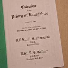 Load image into Gallery viewer, Calendar Of The Priory Of Lancashire 2006 - 2007 , Masonic Information Guide